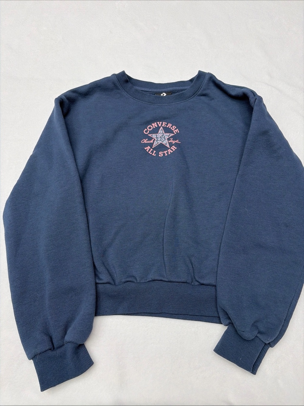 Converse Navy Crewneck Sweatshirt with Pink All Star Logo